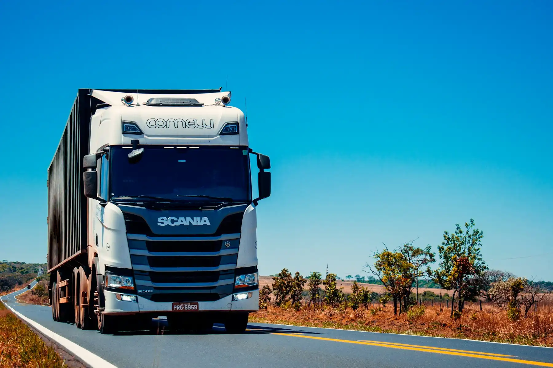 Long-haul truck carrying cross-border land freight