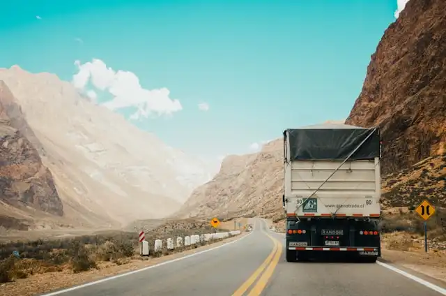Freight truck driving on a highway